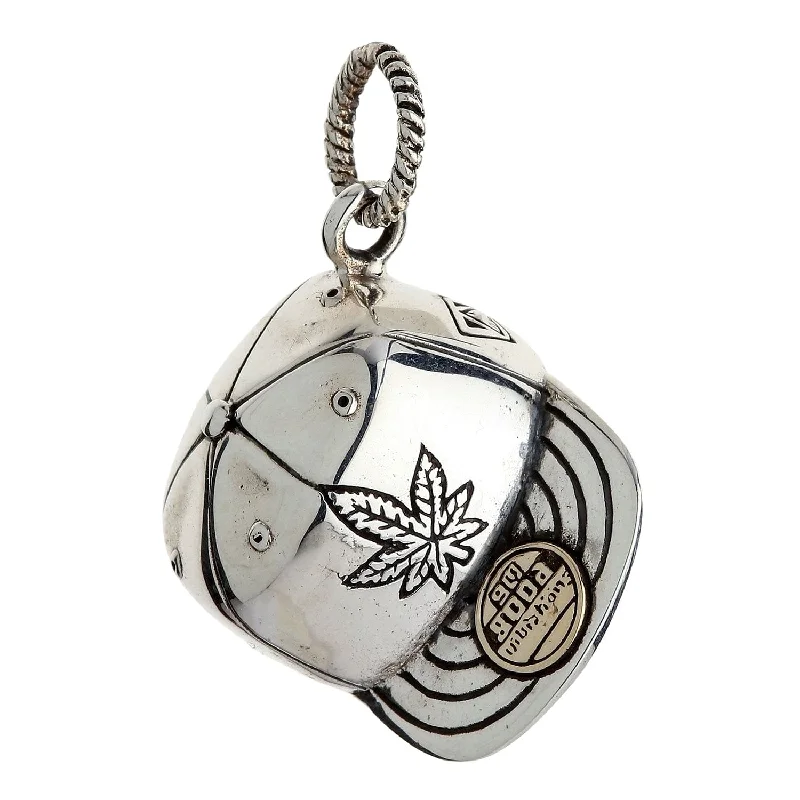 Best necklaces and pendants with matching rings for a coordinated jewelry set-Marijuana Leaf Cap 925 Sterling Silver Pendant