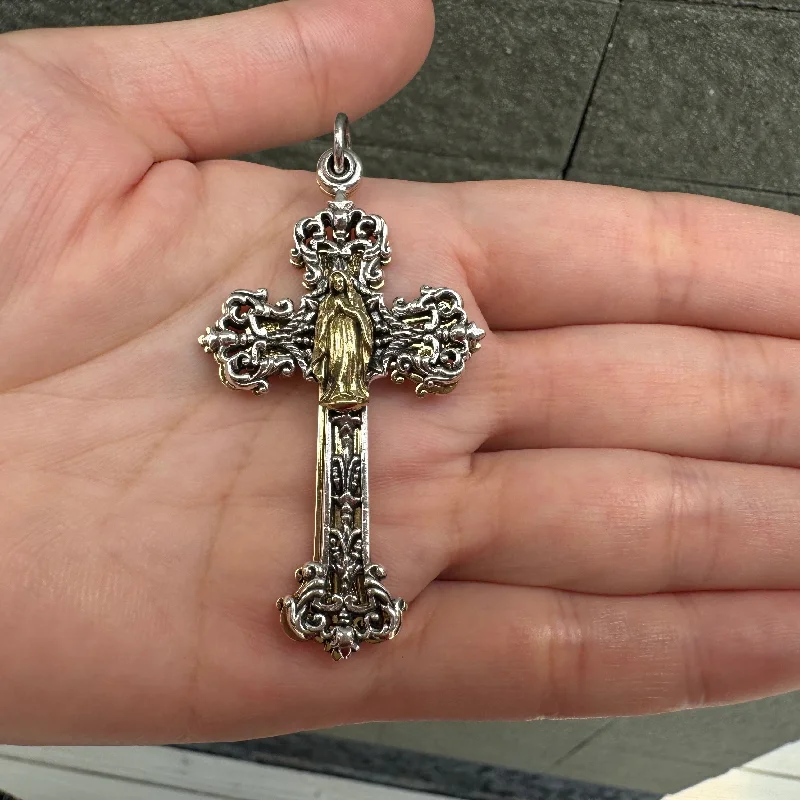 Elegant necklaces and pendants with diamond accents for added sparkle-Mary Angel Sterling Silver Cross Pendant