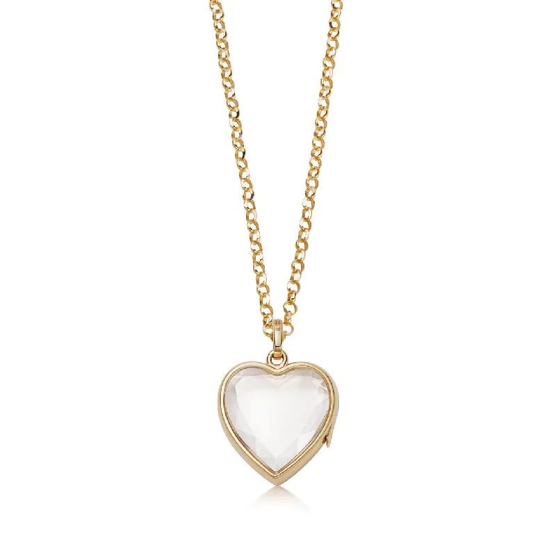 Necklaces and pendants with engraved messages for a deeply personal, sentimental gift-Medium Heart Shape Locket Pendant on Adjustable Rolo Gold Chain