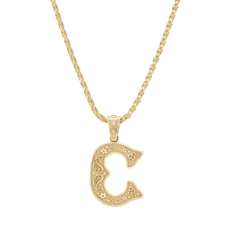 Necklaces and pendants with leaf-shaped designs for an earthy, organic feel-Small Southwestern Letter Wheat Chain