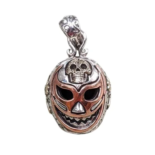 Necklaces and pendants with abstract shapes for a modern, creative appearance-Mexican Lucha Libre Mask Sterling Silver Skull Pendant