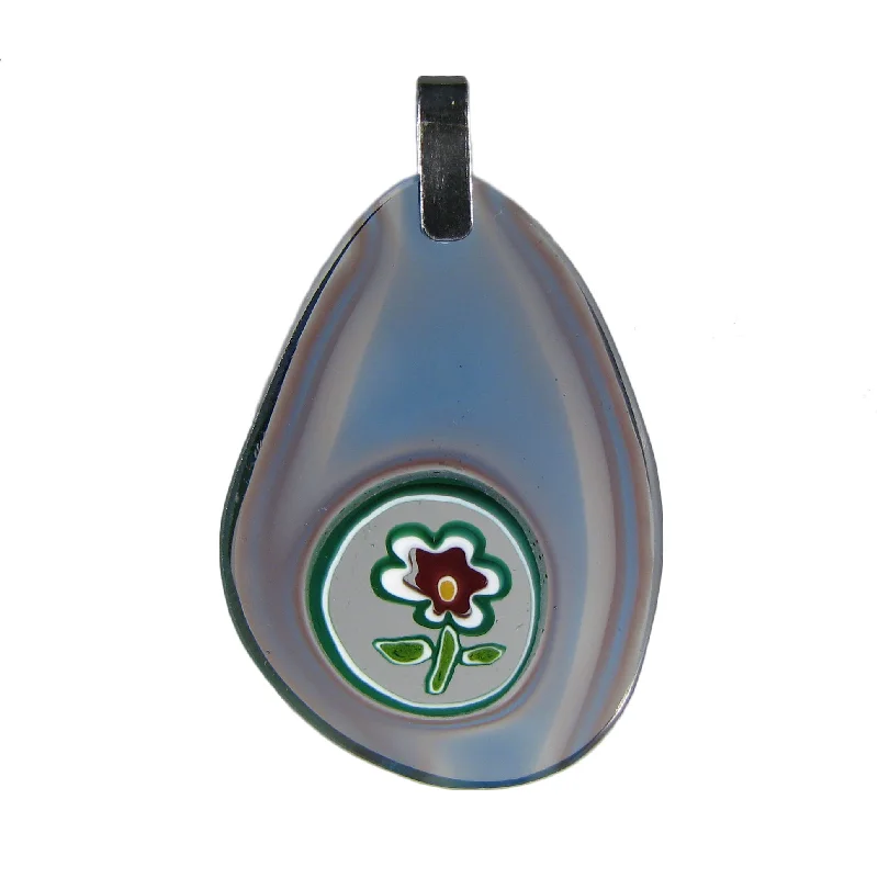 Best necklaces and pendants with art deco elements for a vintage, glamorous design-Murrina Goccia Antica Fiore drop-shaped Murano glass pendant