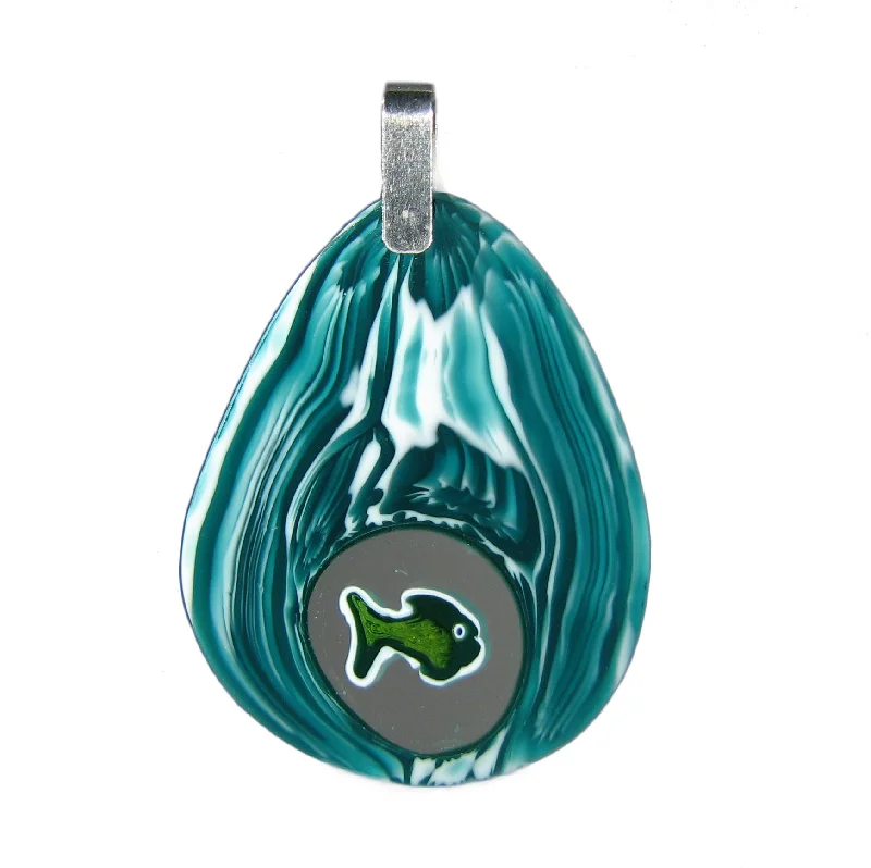 Necklaces and pendants with leaf-shaped designs for an earthy, organic feel-Murrina Goccia Antica Pesce drop-shaped Murano glass pendant