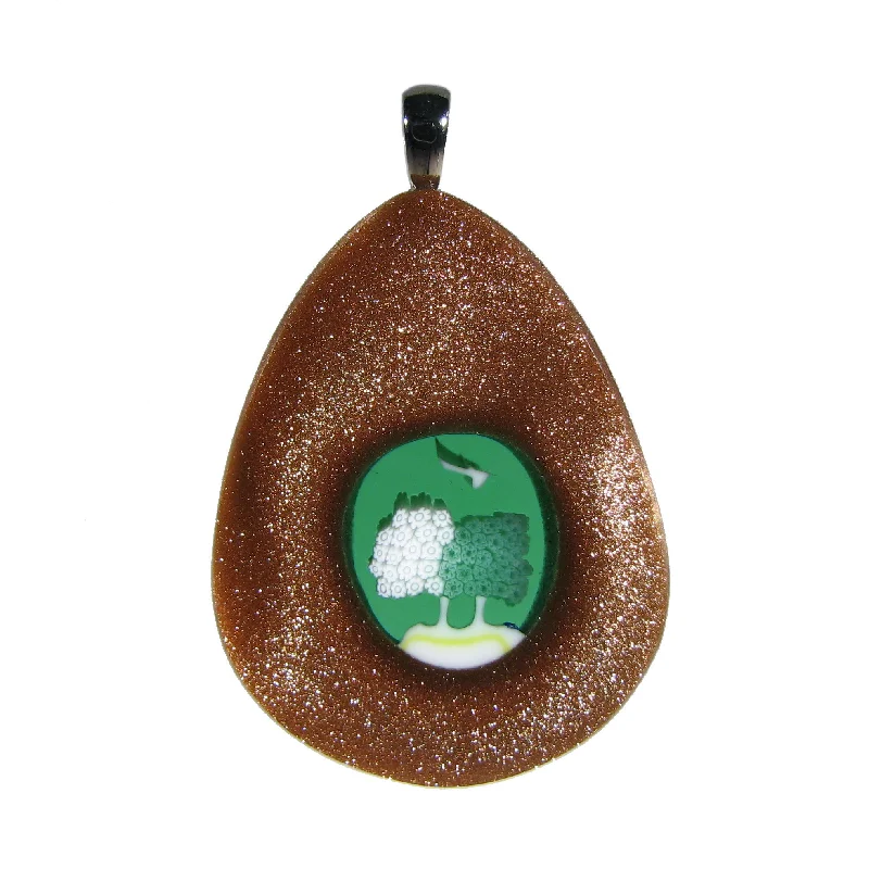 Necklaces and pendants with matching rings for a coordinated set of jewelry-Murrina Goccia Avventurina drop-shaped Murano glass pendant