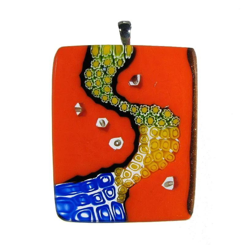 Beautiful necklaces and pendants with geometric shapes for a modern, artistic design-Murrina "Klimt" Murano glass rectangular pendant