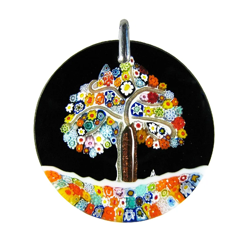 Murrina "L'albero di Klimt" Murano glass round pendant