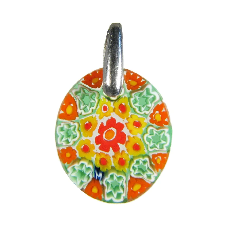 Necklaces and pendants with personalized charms for a custom piece of jewelry-Murrina Millefiori Murano glass oval pendant (15)