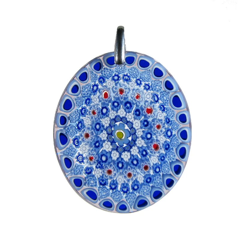 Stylish necklaces and pendants with diamonds for a glamorous and elegant look-Murrina Millefiori Murano glass oval pendant (27) 32 x 37 mm