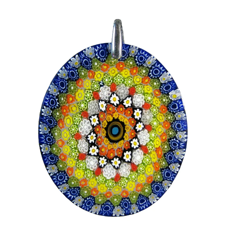 Best necklaces and pendants with zodiac signs for a celestial, astrology-inspired vibe-Murrina Millefiori Murano glass oval pendant (42) 40 x 45 mm