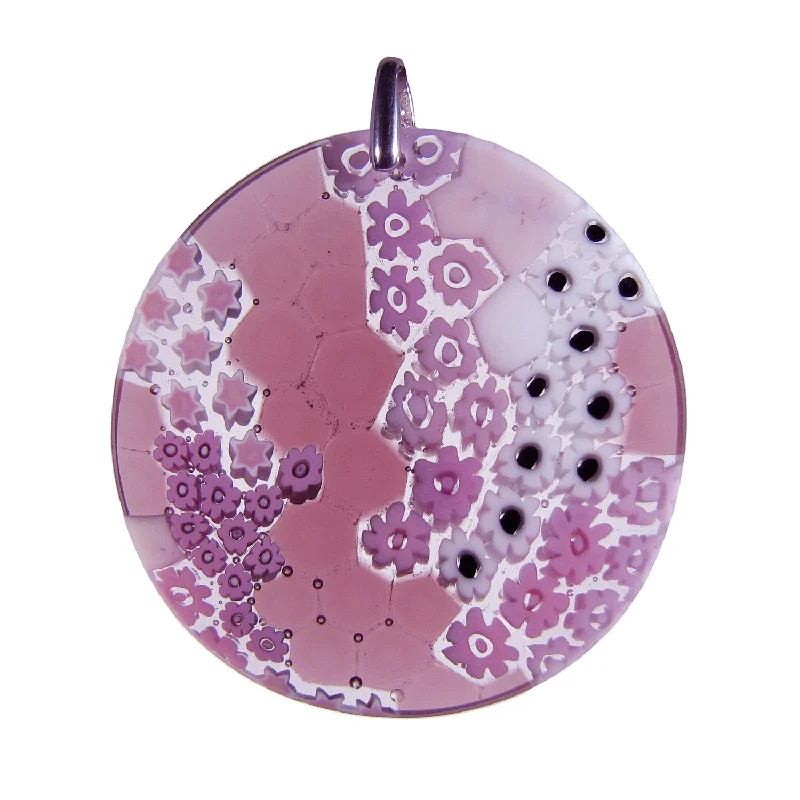 Personalized necklaces and pendants with name engravings for a custom touch-Murrina Millefiori Murano glass round pendant ø 48 mm