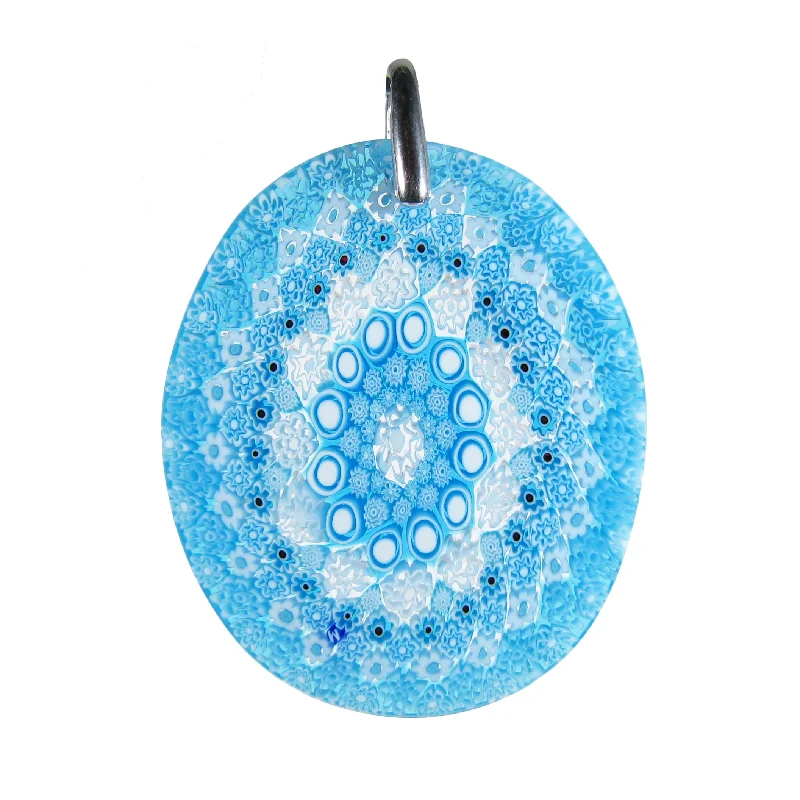 Stunning necklaces and pendants with sapphire gemstones for a luxurious blue hue-Murrina Millefiori Murano glass oval pendant (32) 37 x 44 mm