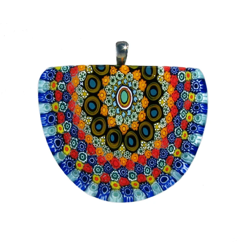 Best necklaces and pendants with crystal accents for a sparkling and elegant style-Murrina Millefiori Semi-round Murano glass pendant