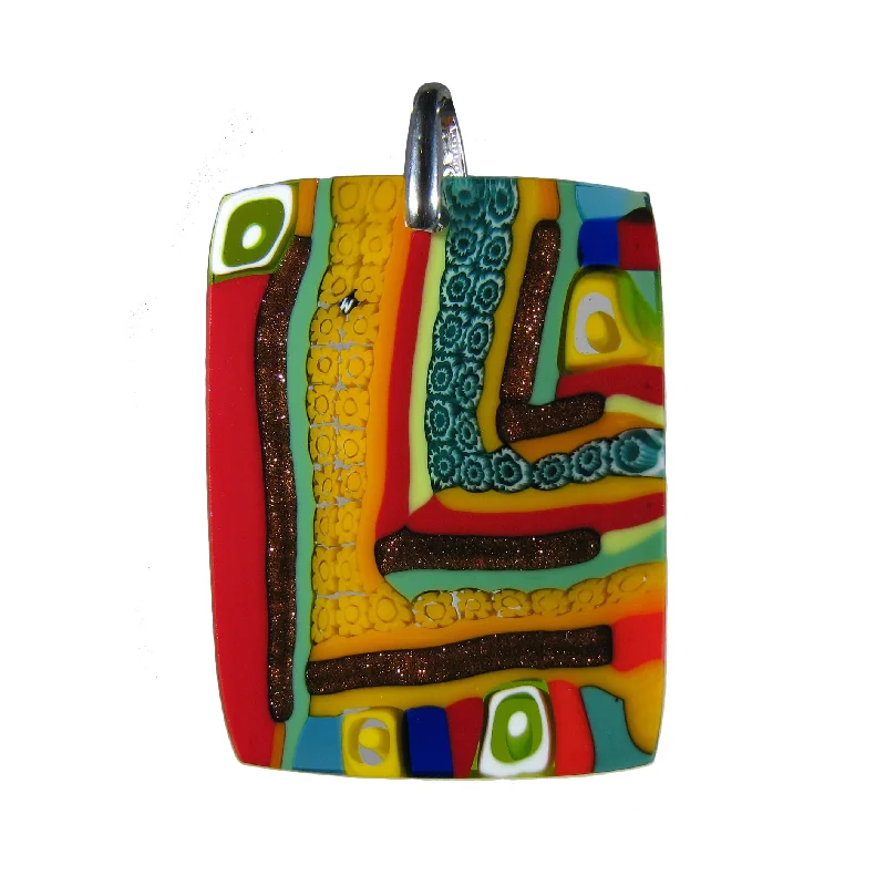 Best necklaces and pendants with sterling silver for an affordable yet stylish choice-Murrina "Quadrone" Murano glass rectangular pendant