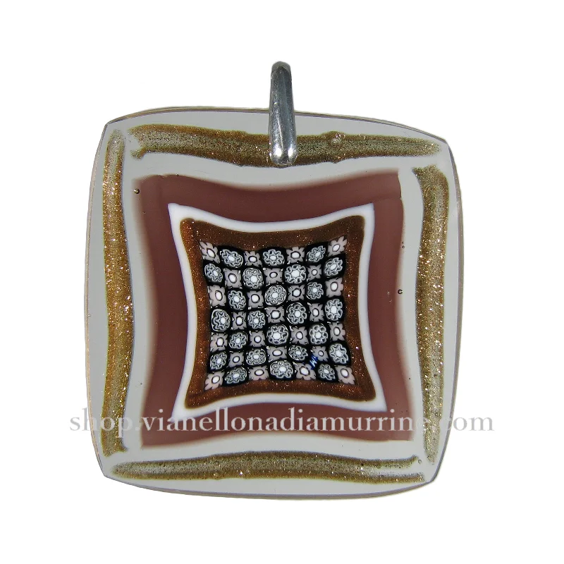 Best necklaces and pendants with art deco elements for a vintage, glamorous design-Murrina Scacchiera Murano glass square pendant