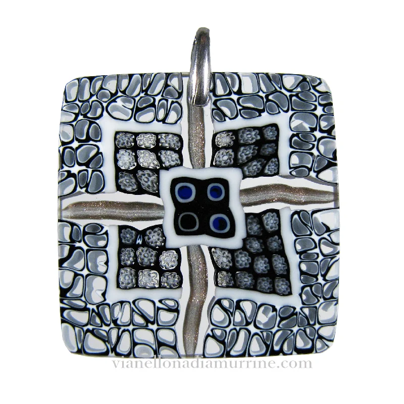 Necklaces and pendants with custom designs for a completely unique jewelry piece-Murrina Tria Murano glass square pendant