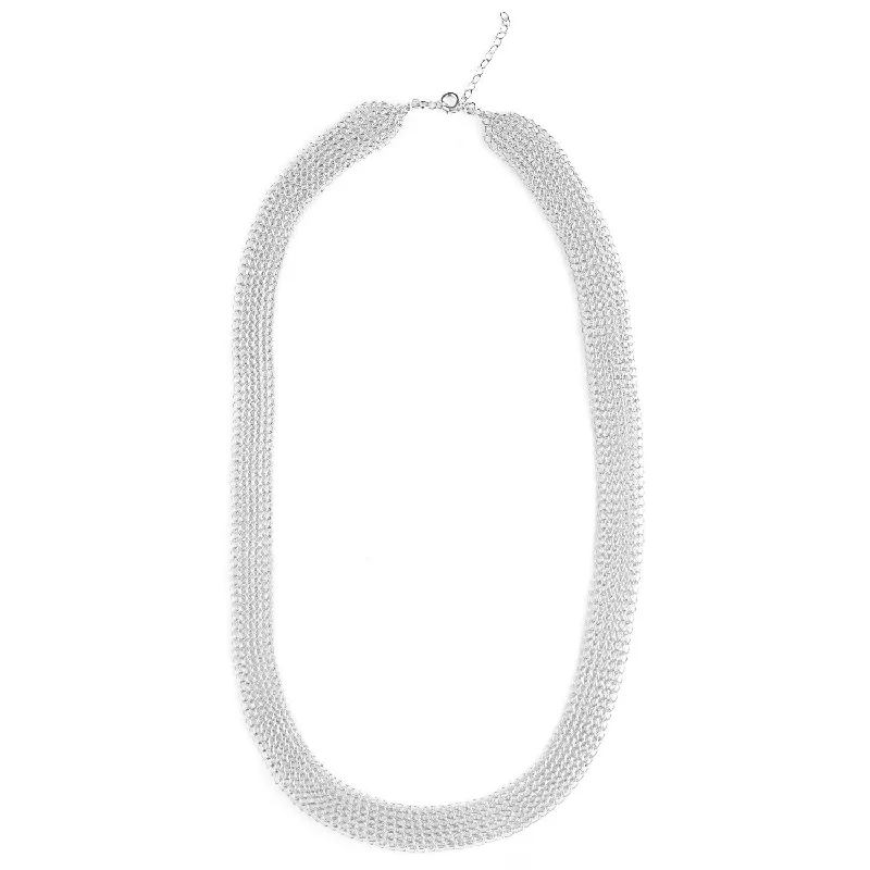 Layered necklaces and pendants for a trendy and fashionable stacked look-O - a modern wire crochet long necklace in silver