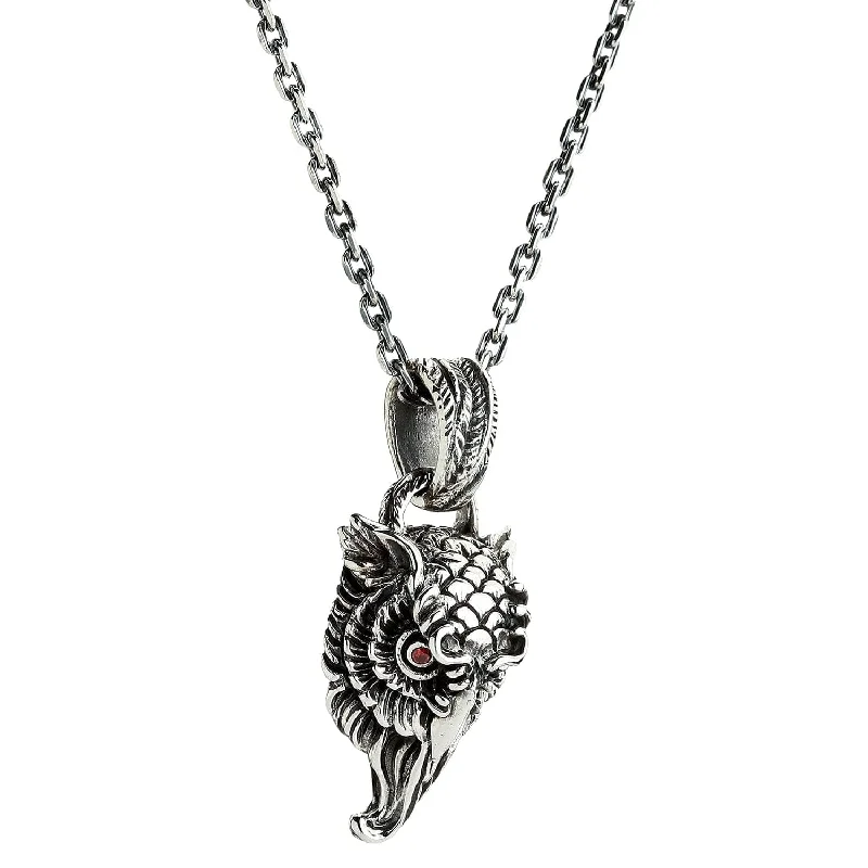 Elegant necklaces and pendants with diamond accents for added sparkle-Sterling Silver Owl Pendant Necklace