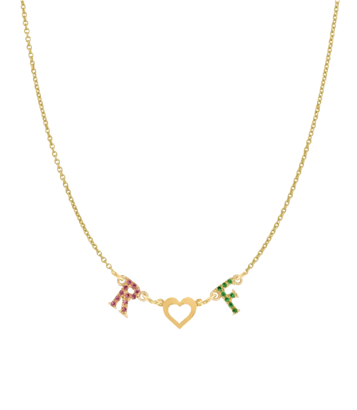 Best necklaces and pendants with rose gold for a warm and romantic appeal-Personalized Rainbow Initial & Gold Heart Necklace