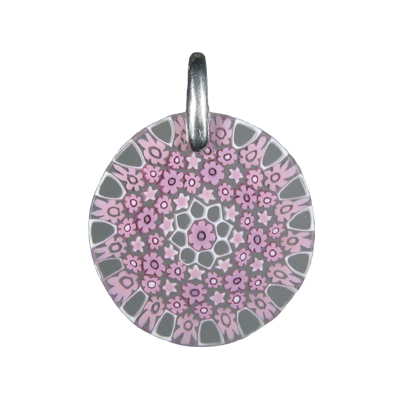 Best necklaces and pendants with cubic zirconia for a budget-friendly dazzling effect-Pink Millefiori Round Pendant (25) ø 26 mm