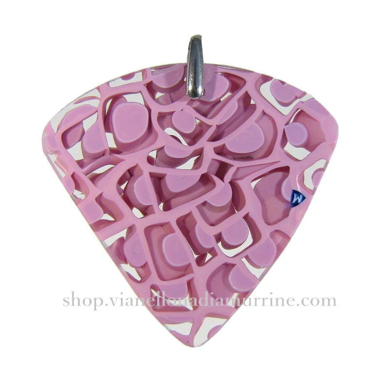 Best necklaces and pendants with black diamonds for an edgy, bold statement-Pink Murrina Fantasy fan-shaped Murano glass pendant