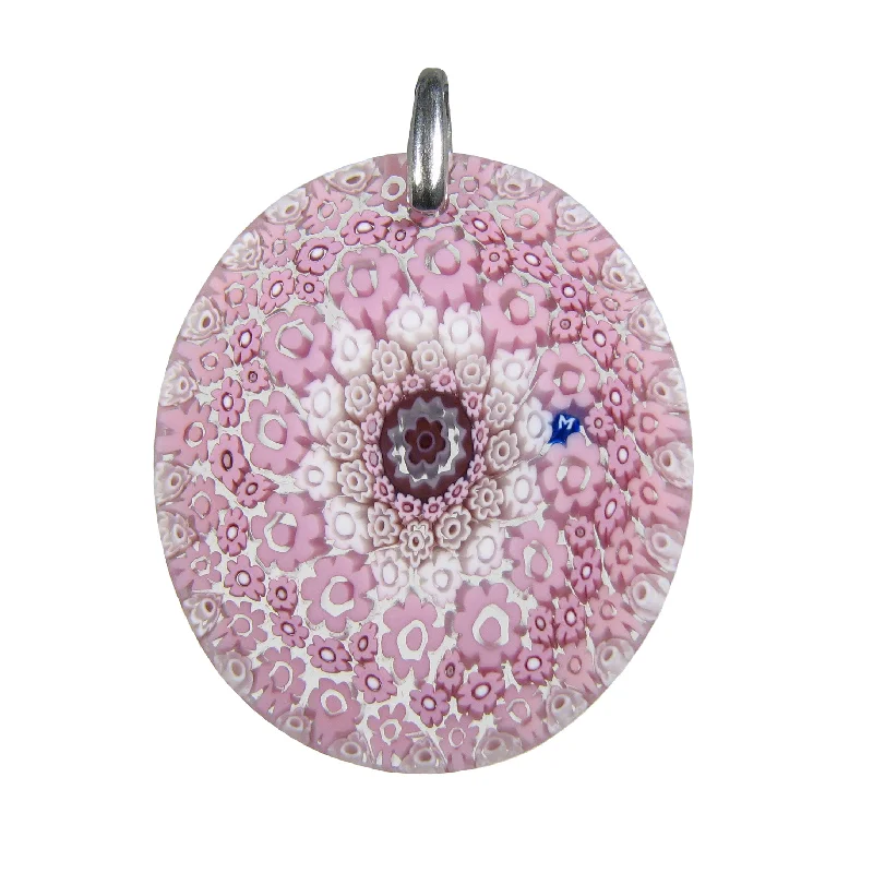 Beautiful necklaces and pendants with tree branch motifs for a nature-inspired design-Pink Murrina Millefiori Murano glass oval pendant (27) 35 x 40 mm