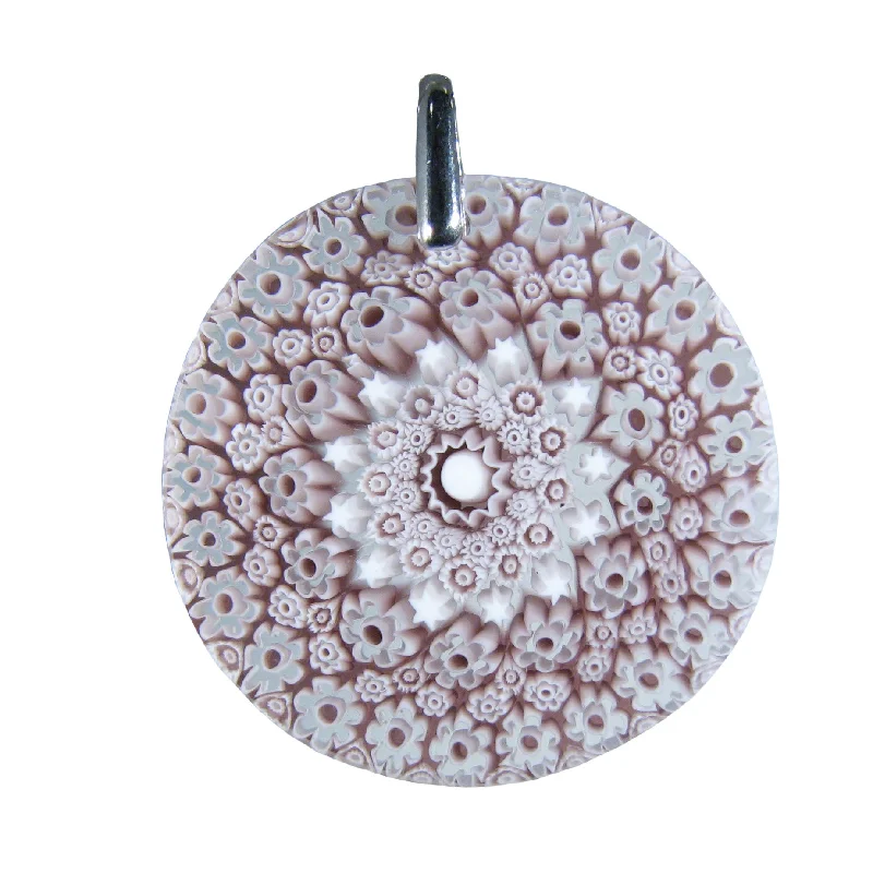 Necklaces and pendants with matching rings for a coordinated set of jewelry-Pink Murrina Millefiori Murano glass round pendant (27) ⌀ 36 mm