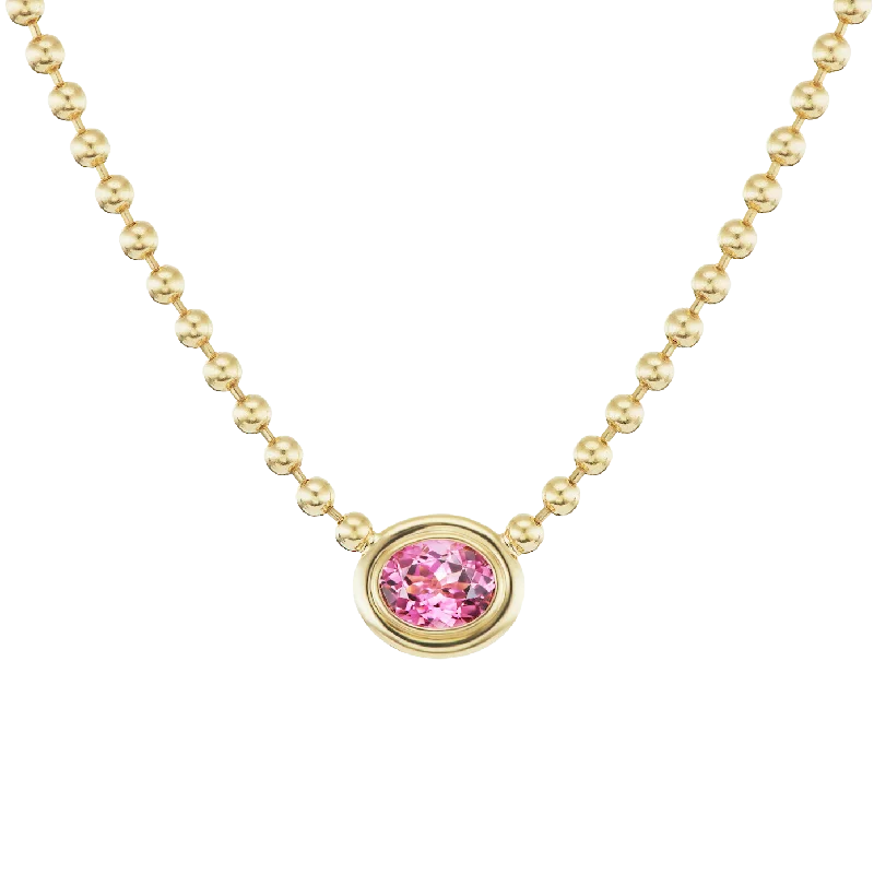 Beautiful necklaces and pendants with geometric shapes for a modern, artistic design-Pink Tourmaline Double Bubble Bezel Necklace