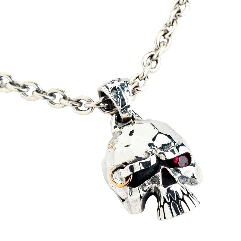 Stunning necklaces and pendants with chakra stones for healing and balance-Punk Skull 925 Sterling Silver Biker Pendant