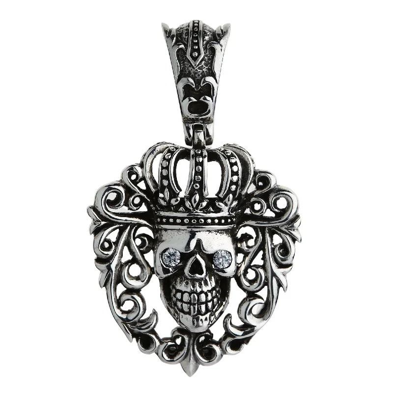 Necklaces and pendants with diamond pendants for a luxurious sparkling effect-Diamond Queen Crown Skull Pendant