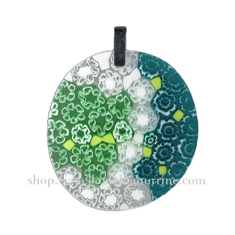 Best necklaces and pendants with opal gemstones for an iridescent glow-Random Green Millefiori Pendant ø 39 mm