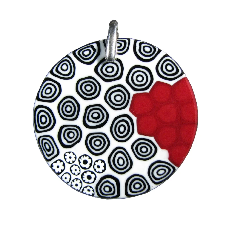 Simple necklaces and pendants with bar pendants for a sleek modern design-Random Red Millefiori Pendant ø 40 mm