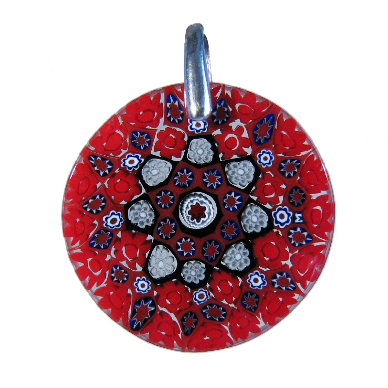 Best necklaces and pendants with emerald gemstones for a rich, sophisticated design-Red Millefiori Round Pendant (25) ø 29 mm