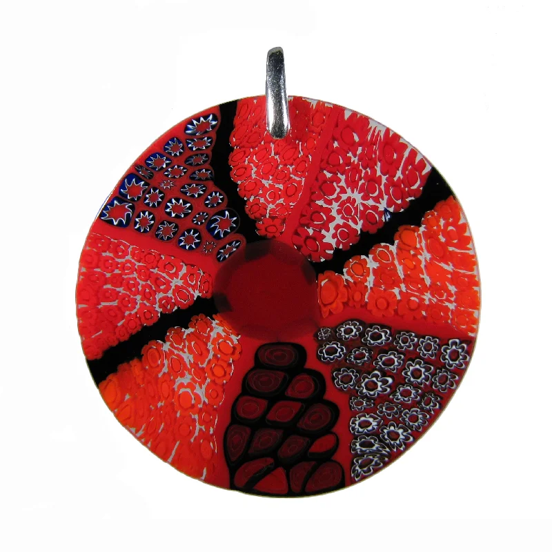 Best necklaces and pendants with cubic zirconia for a budget-friendly dazzling effect-Red Murano Glass Round Pendant "Ruota" set in 925 Sterling Silver