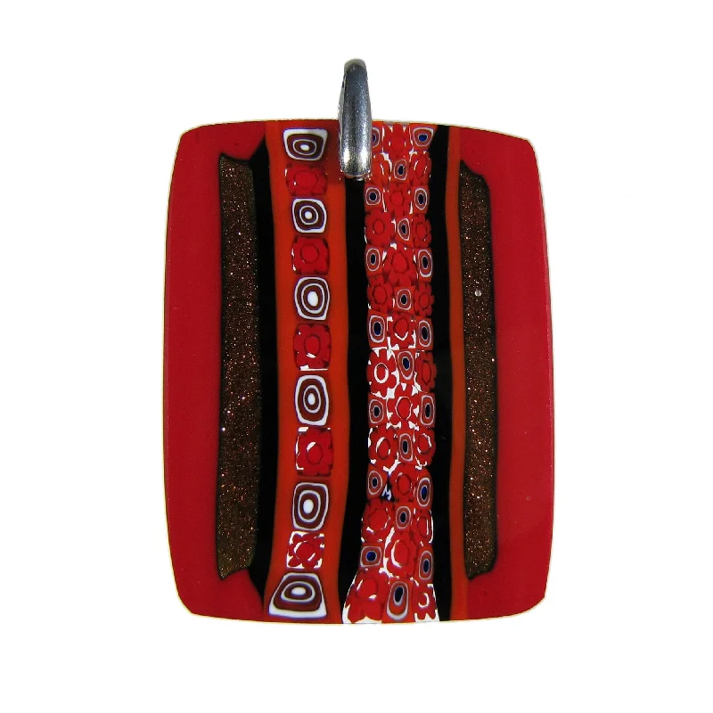 Necklaces and pendants with crescent moon designs for a celestial and mystical feel-Red Murrina "Inglesina" Murano glass rectangular pendant