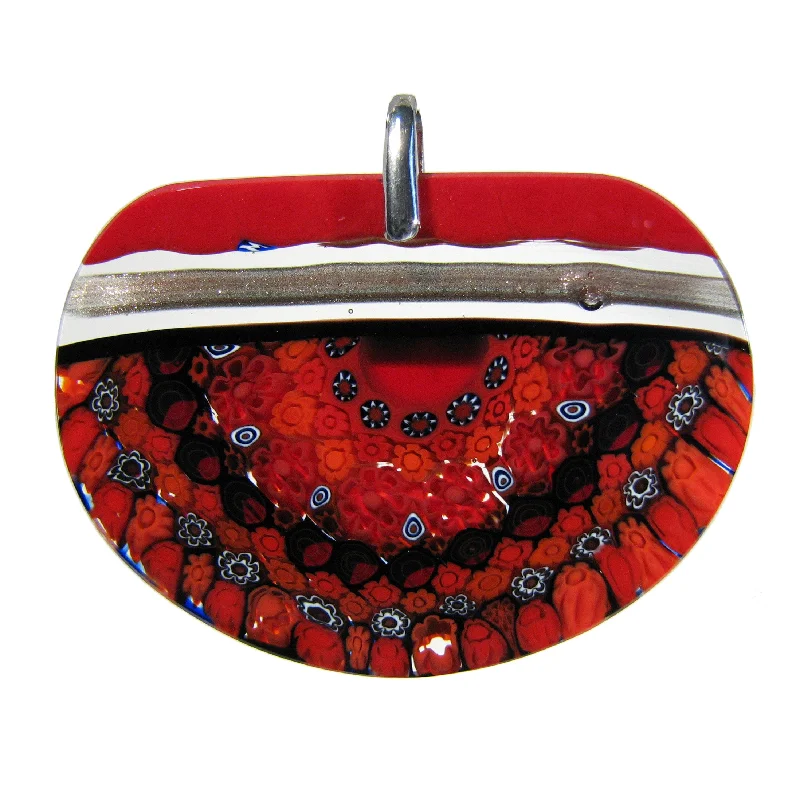 Elegant necklaces and pendants with onyx stones for a sleek, polished look-Red Murrina Maya Classica Semi-round Murano glass pendant