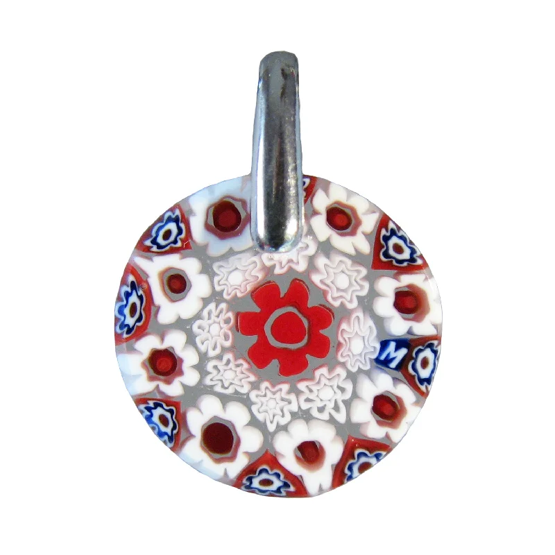 Necklaces and pendants with love knot designs for a romantic, meaningful symbol-Red Murrina Millefiori Murano glass pendant (15) ⌀ 17 mm