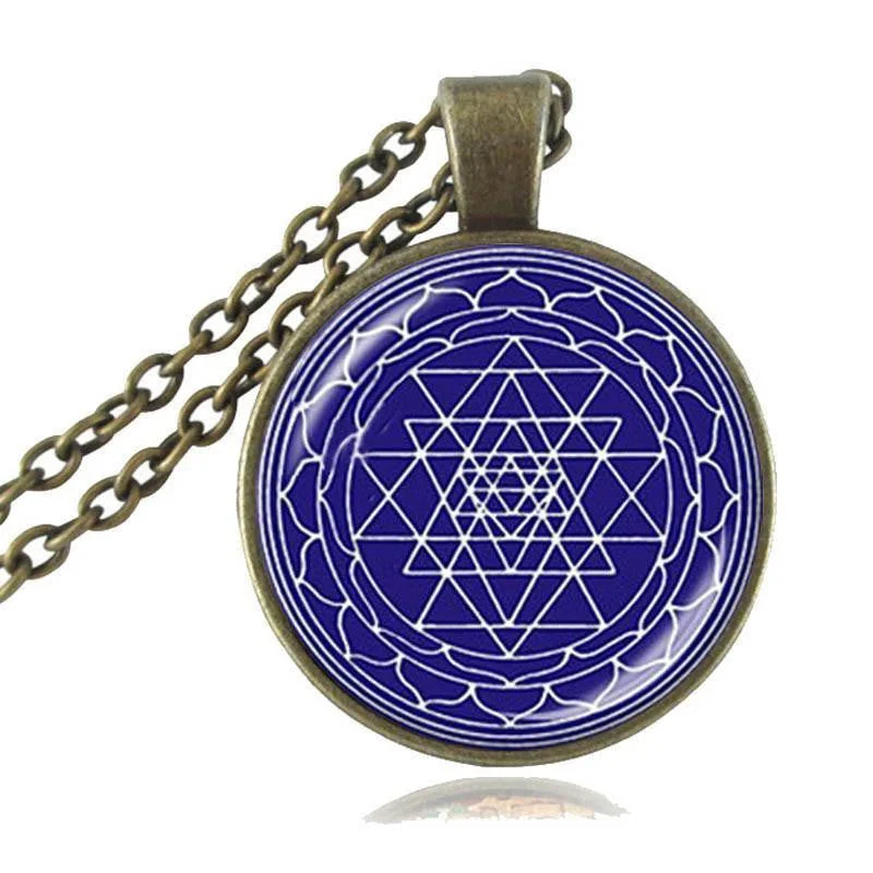 Best necklaces and pendants for weddings with matching designs for bride and groom-Sacred Geometry Sri Yantra Pendant Necklaces