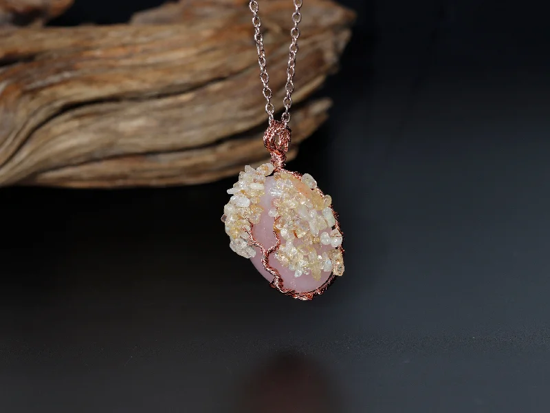 Best necklaces and pendants with silver chains for a sleek, timeless look-Sacred Success Rose Quartz and Citrine Necklace