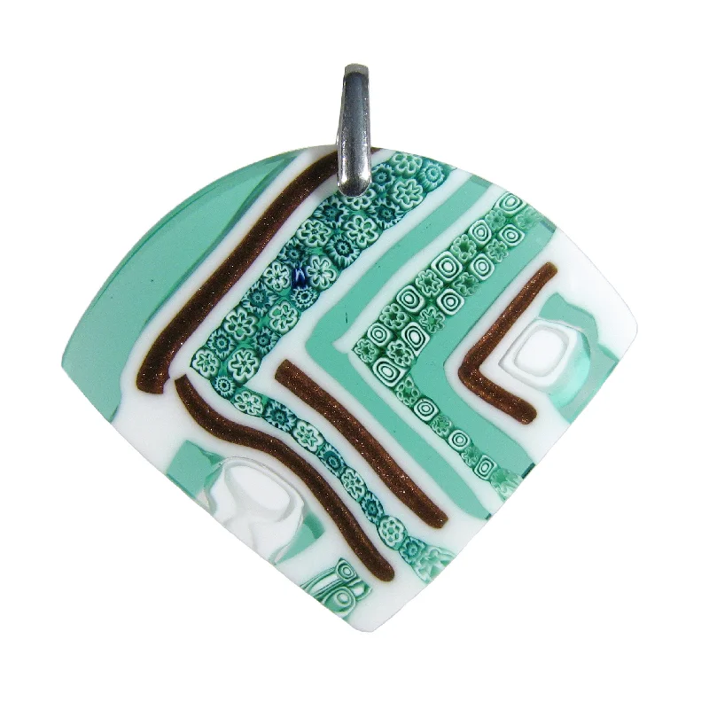 Unique necklaces and pendants with vintage-inspired designs for timeless appeal-Sea Green Murrina Quadrone Murano glass fan-shaped pendant