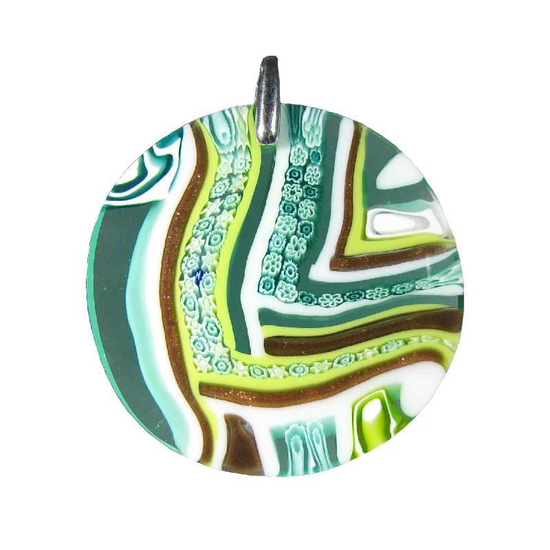 Best necklaces and pendants with crystal accents for a sparkling and elegant style-Sea Green Murrina Quadrone Murano glass round pendant