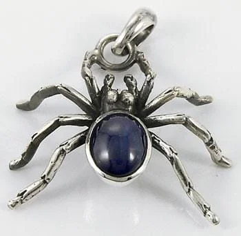 Best necklaces and pendants with opal gemstones for an iridescent glow-Silver Blue Spider Pendant