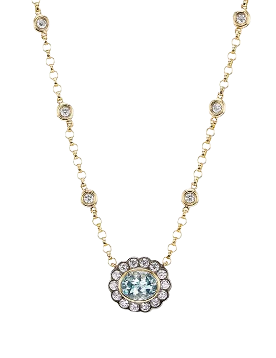 Best necklaces and pendants with oval pendants for a classic, elegant shape-Single Alexandra Necklace Aquamarine