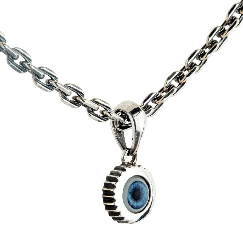 Necklaces and pendants with custom engravings for a personal, meaningful gift-Small Evil Eye Sterling Silver Pendant