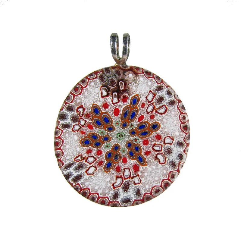 Best necklaces and pendants with opal gemstones for an iridescent glow-Small Murrina Millefiori Murano glass round pendant ø 22 mm