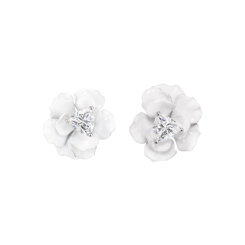 Stunning necklaces and pendants with sapphire gemstones for a luxurious blue hue-Snowflower Rose Studs