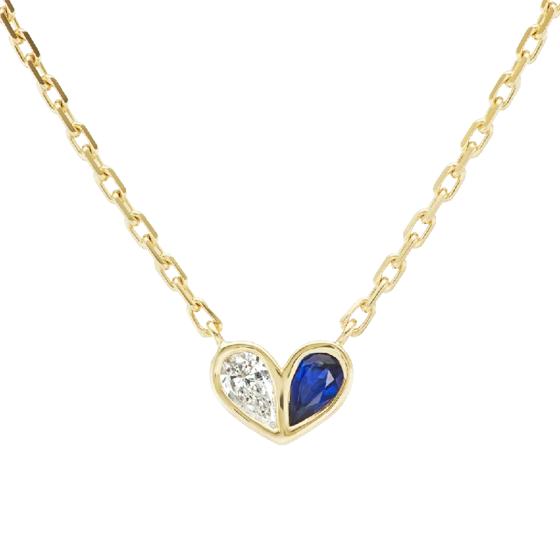 Best necklaces and pendants with silver chains for a sleek, timeless look-Sweetheart Necklace Diamond and Blue Sapphire