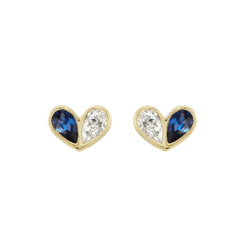 Best necklaces and pendants with art deco elements for a vintage, glamorous design-Sweetheart Studs in Diamond and Blue Sapphire