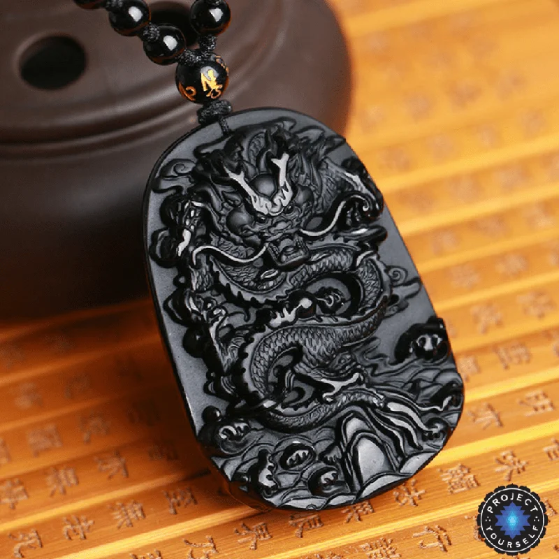 Necklaces and pendants with leaf-shaped designs for an earthy, organic feel-The Dragon Guardian Obsidian Pendant