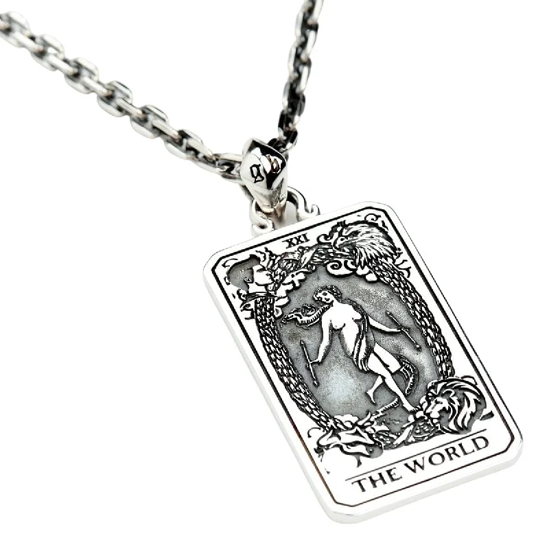 Best necklaces and pendants with minimalist pendants for a sleek, understated look-The World Tarot Card Sterling Silver Pendant