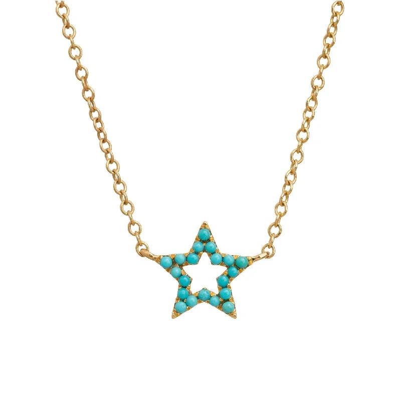 Unique necklaces and pendants with vintage-inspired designs for timeless appeal-Turquoise Star Charm Necklace